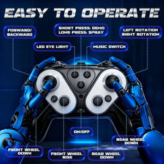 2.4GHz RC 8 Wheels Stunt Robot Dog With Smoke